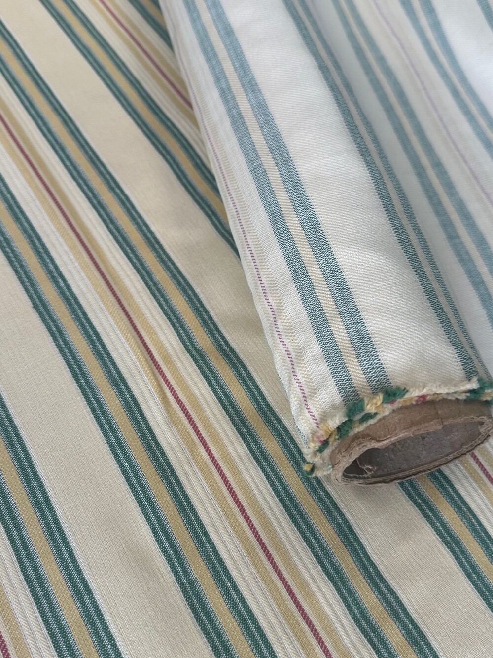 Vintage Upholstery Drapery Stripes Patern Cotton 54" Fabric